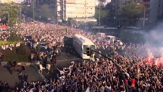 INCREDIBLE scenes outside Santiago Bernabeu as Real Madrid fans welcome team bus ahead of Man City