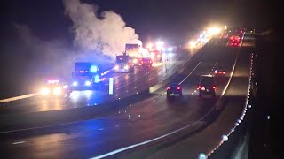 Semi-trailer fire causes lane closure on Turner Turnpike near Wellston