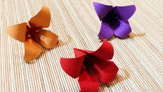 How to make an Origami Lily Flower - วิธีพับดอกลิลลี่ โอริกามิ