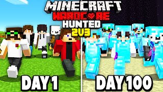 WE Survived 100 days in Hardcore Minecraft Manhunt...2v3 Edition