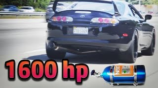 Toyota Supra Single Turbo 1600hp ( rolling antilag, 2 step, Accelerations, Highw