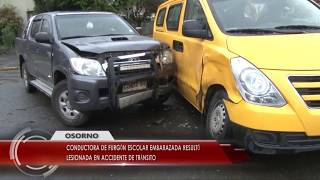 Conductora de furgón escolar embarazada resultó lesionada en accidente