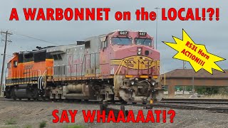 RARE Santa Fe warbonnet on a local freight!