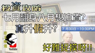 《投資攻防》-   七月翻身八月想追貨?  真升假升?   好難捉摸呀!!    ︳Logic投資山莊 -莊主@logicinvesttown​