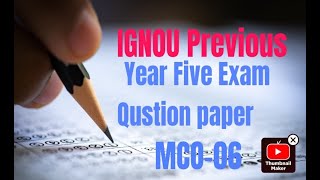 IGNOU//MCO06//MCOM//PREVIOUS YEAR QUESTION PAPER//WATCH NOW//SUBSCRIBE NOW//