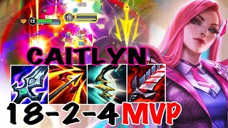 WILD RIFT CAITLYN ADC GAMEPLAY | 18 -2 -4 MVP | CAITLYN BUILD RUNES