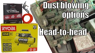 PCB DUST-OFF Ryobi mini compressor vs Compu-Cleaner Xpert