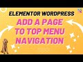 Add a page to my website navigation menu using Elementor for WordPress