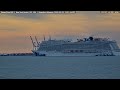 double cruise ship departures norwegian escape and msc meraviglia at new york harbor 2 23 25