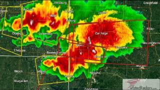 2011 Joplin, MO Tornado Doppler Radar Time Lapse (With Warning Boxes)