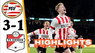 Psv Eindhoven vs Emmen 3-1 All Goals Highlights | KNVB Cup 2023