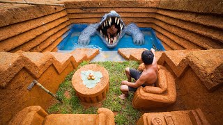 Build Water Slide Crocodile Into The Underground Swimming Pool With The Secret Underground House