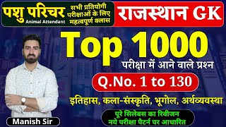 #1 पशु परिचर 2024 | Top 1000 प्रश्न राजस्थान GK | राजस्थान इतिहास, कला-संस्कृति, भूगोल, अर्थव्यवस्था