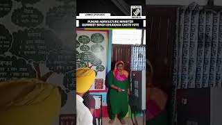 Punjab Min Gurmeet Singh Khuddian casts his vote for Punjab Gram Panchayat Polls in Lambi