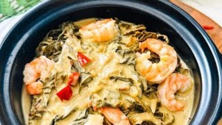 Randy How to cook Shrimp with coconut milk and taro roots #food