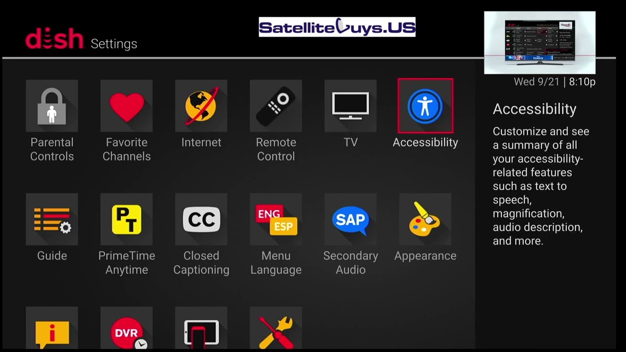 Dish Settings Screen Youtube