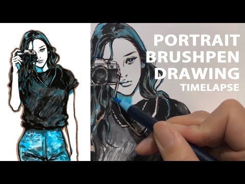 📷Portrait With Brush Pen💙 Time-lapse - YouTube