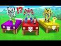 JJ's Optimus Prime vs Banana kid's Bumblebee vs Mikey's Megatron Survive Bed Battle in Minecraft !