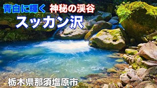 【渓谷ハイキング】4K 神秘のスッカンブルー！スッカン沢|おしらじの滝|雄飛の滝線歩道|栃木県那須塩原市