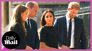 'Fab Four!' Meghan Markle and Prince Harry join Prince William and Kate to mourn Queen