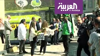 شاهد استقبال الفلسطينيين للمنتخب السعودي في رام الله