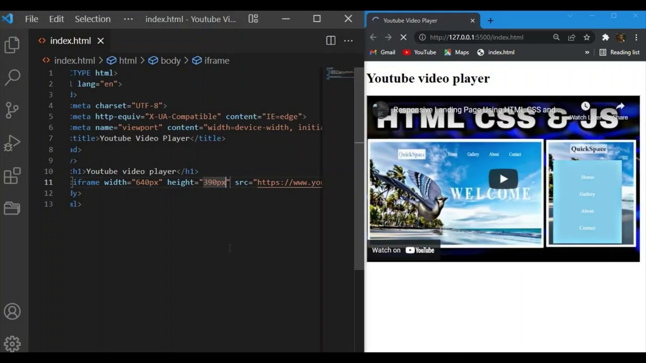 Embed YouTube Video On Your Website(HTML) Using Javascript - YouTube