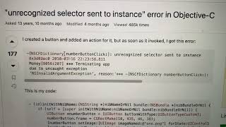 Unrecognized Selector Sent To Instance Error In Xcode