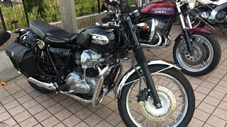 笑顔の素敵な女性ライダー　美人ライダー　Kawasaki W400　カワサキ・W　カワサキ・W400　Kawasaki W　カフェレーサー　Cafe Racer