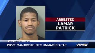 Man breaks into car at PBSO parking lot