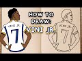 How to draw and colour! VINICIUS JR. (step by step drawing tutorial)