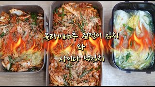 Kolabi cabbage topped with kimchi and cider in white kimchi