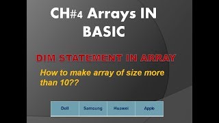 10th class ch# 4 Dim statement in array| Array in BASIC