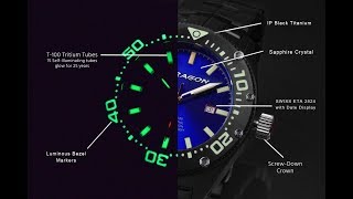 Virtuoso Flat Tritium Swiss Movement Titanium 1000M W.R Watch