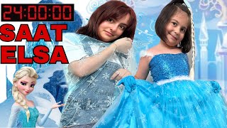 BİR GÜN BOYUNCA ELSA FROZEN ZEYNEP HİRANUR (24 SAAT HER ŞEY MAVİ)