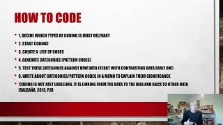 The steps to coding for discourse analysis (qualitative data).