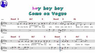 Madonna-Vogue karaoke sheet music,MR for players,chord,chorus,Lyrics add(Ye karaoke)