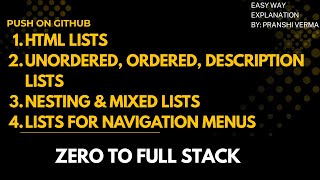 HTML Lists Tutorial | Ordered, Unordered, Description, Nested, Mixed & Navigation Lists (CodeGitHub)