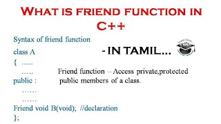 What is Friend Function in C++ Programming IN TAMIL