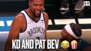 Kevin Durant and Patrick Beverley Were Chopping It Up During The Wolves-Nets Game