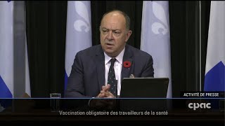 Québec : Le ministre Dubé renonce à la vaccination obligatoire – 3 novembre 2021