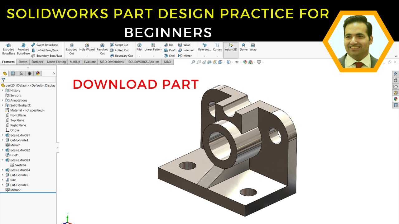 SolidWorks Part Design Tutorial: Free Downloadable Model Included ...