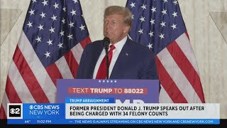 Trump delivers 1st public remarks since being charged