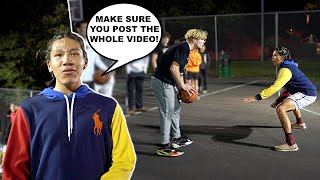 Trash Talker Gets MAD After LOSING! 5v5 Basketball At The Park!