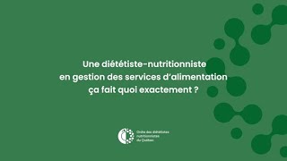 La nutrition en gestion des services d'alimentation