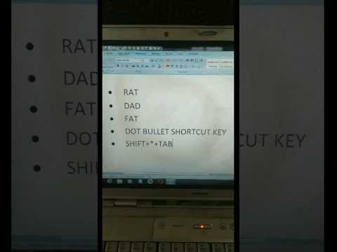 #what is shortcut key of dot in ms word #short