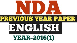 2016 (I) NDA English Previous Year Paper | NDA Exam 2020 | NDA Maths Jugad Se