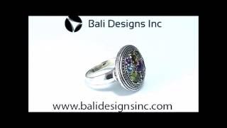 Sterling silver ring with multi color gem stone,  AR-6031-CO1