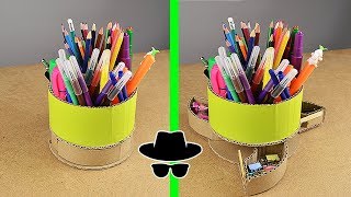 DIY Simple Pencil and Pen organizer with SECRET COMPARTMENT from Cardboard!!!