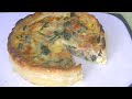 spinach and bacon quiche made with frozen puff pastry cooking with toaster