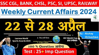 22-28 April 2024 Weekly Current Affairs | Most Important Current Affairs 2024 | CrazyGkTrick